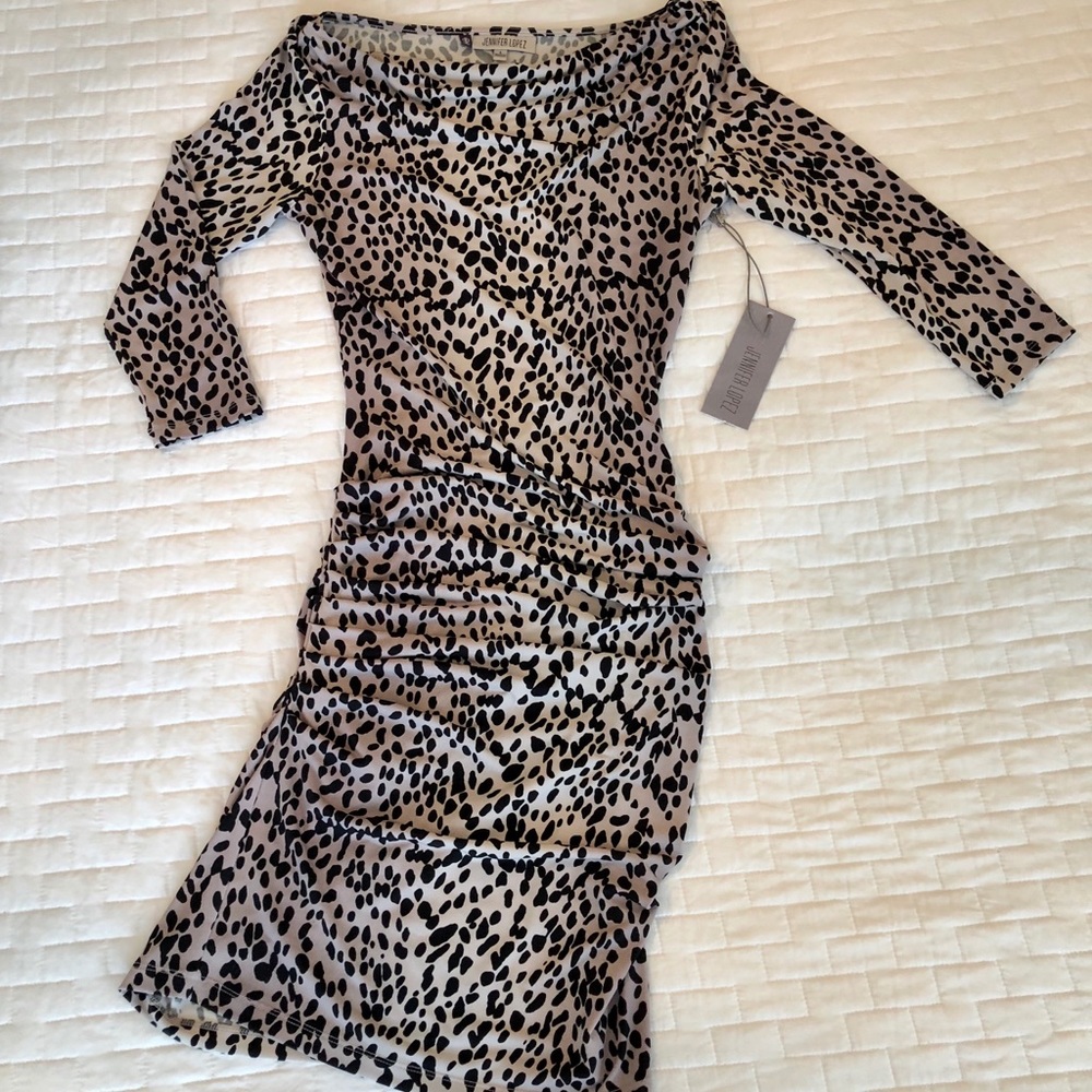 Leopard ruched form fitting dress
